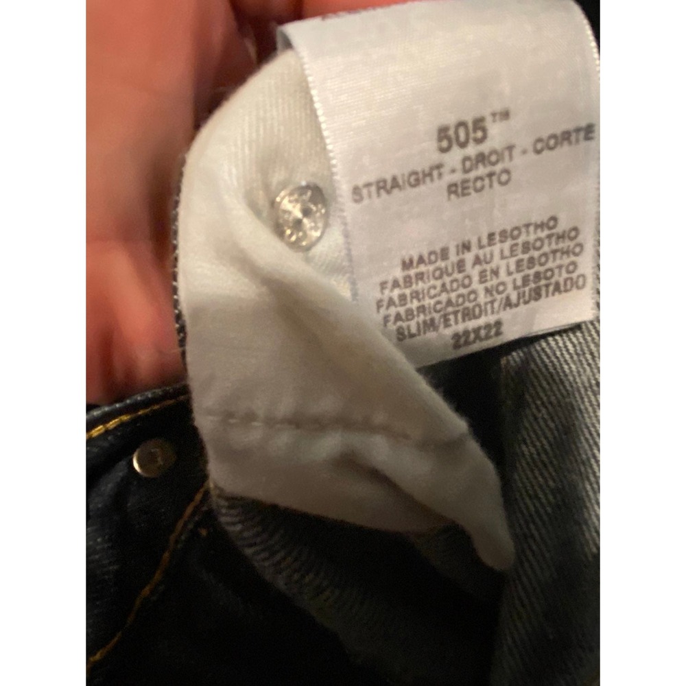 Levis 505 Boys Size 8 Slim Dark Wash Straight Leg Jeans 22x22 - Picture 3 of 4